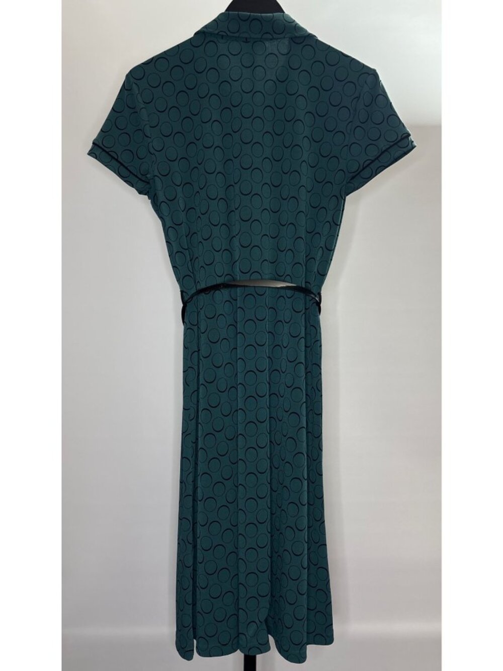 APT 9 Vintage Teal Shirt Polka Dot Midi Shirt Belt Waist Dress Button Front PM - Picture 3 of 16
